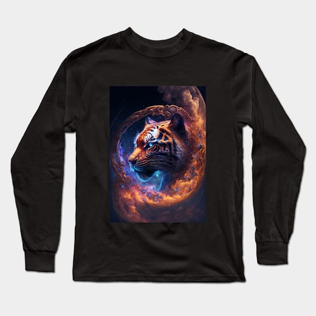 Cosmic Tiger Long Sleeve T-Shirt by Animal Fantasia